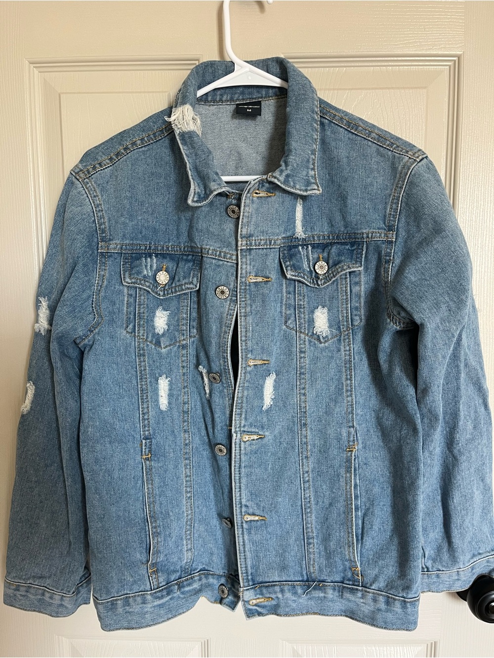 Distressed Light Blue Denim Jacket - Women